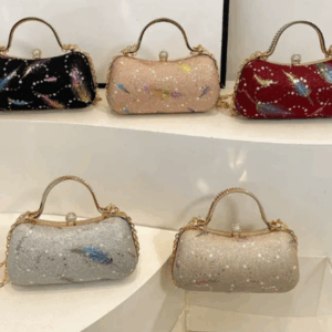 Elegant hand bag with feather sequin